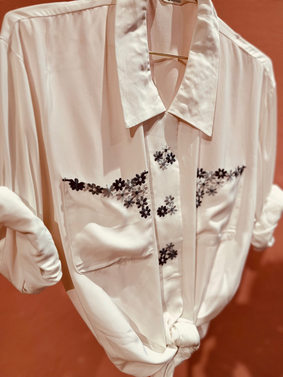 Vintage Vintage bluser L Vintagebluse - 175 Blomsterborder, str L