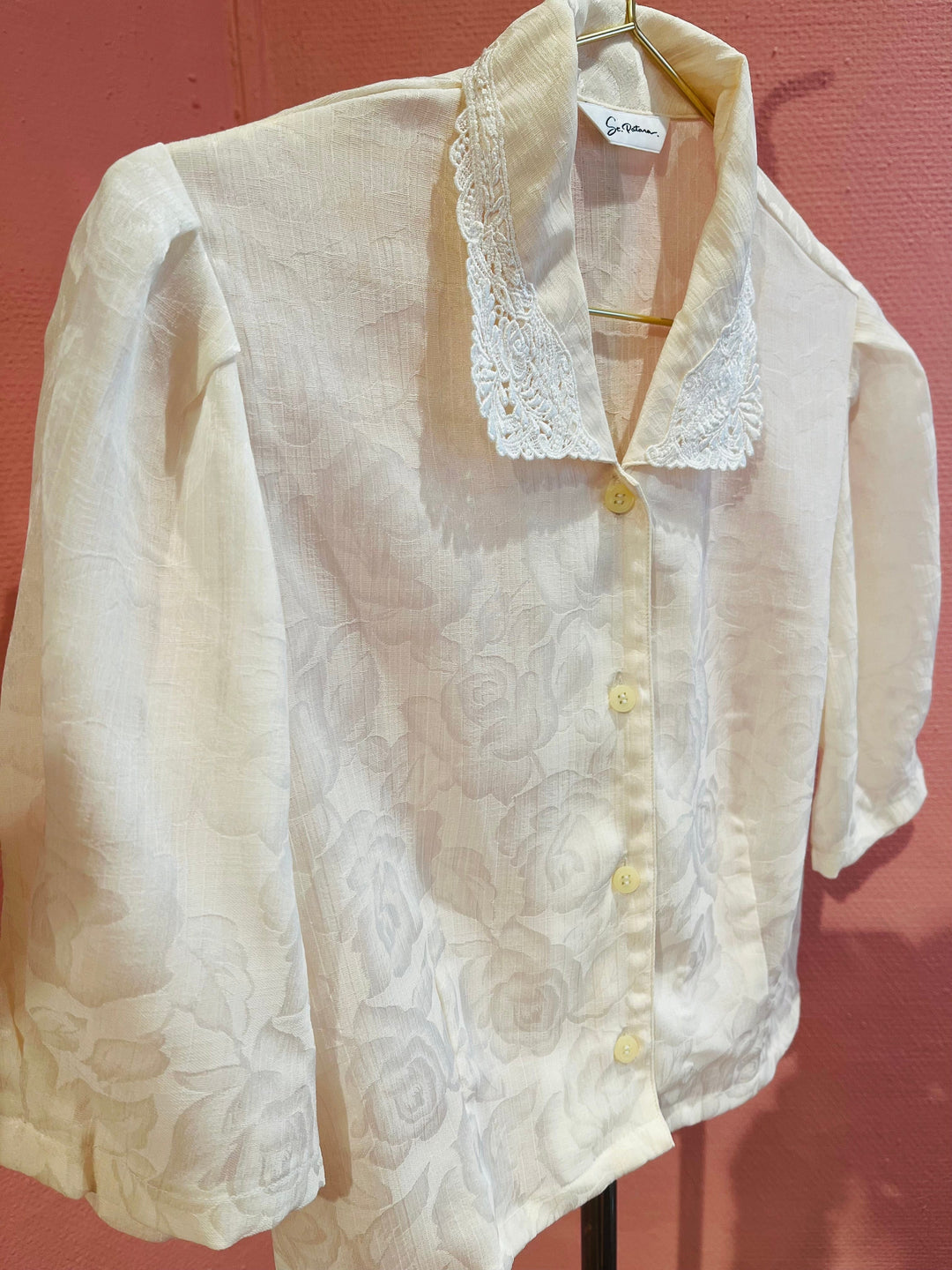 Vintage Vintage bluser XS Vintagebluse - 232 Blomsterstruktur, str XS