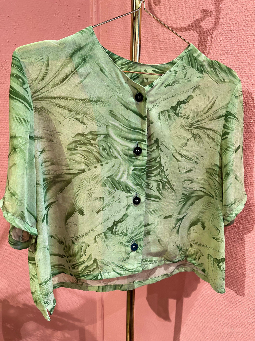 Vintage Vintage bluser M Vintagebluse - 266 Green garden str M