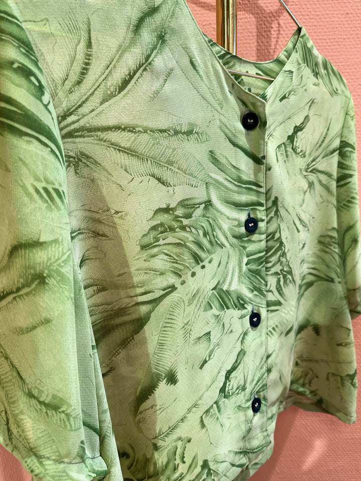 Vintage Vintage bluser M Vintagebluse - 266 Green garden str M