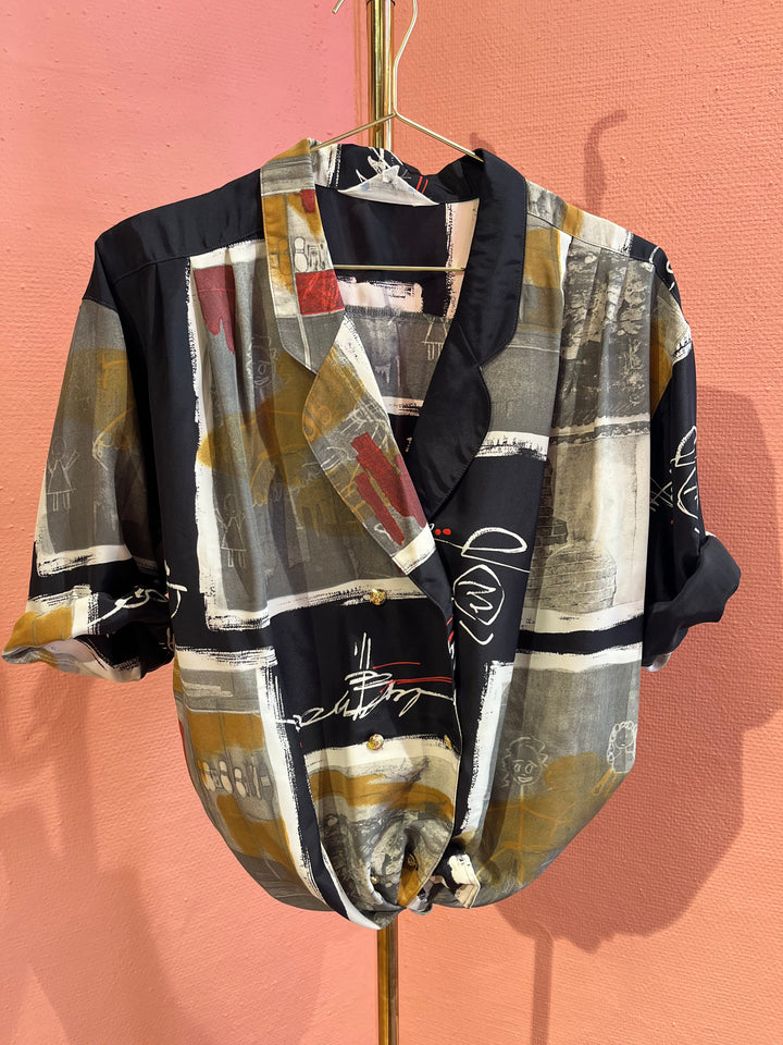 Vintage Vintage bluser XL Vintagebluse - 366 Grafitti, str XL