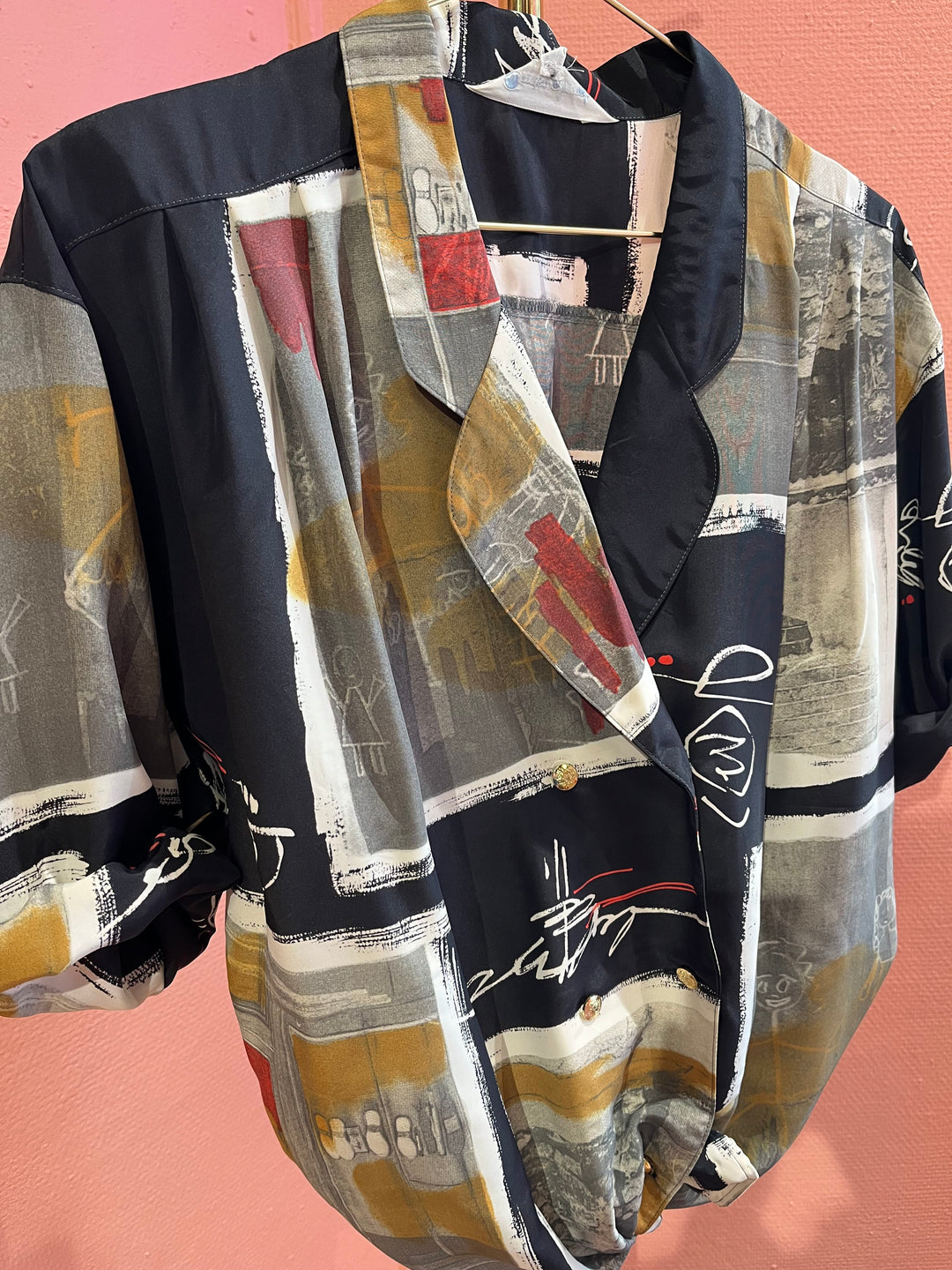 Vintage Vintage bluser XL Vintagebluse - 366 Grafitti, str XL