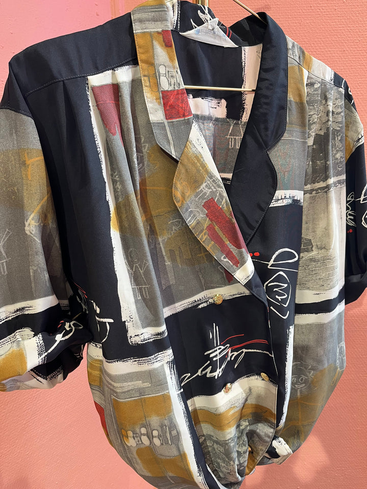Vintage Vintage bluser XL Vintagebluse - 366 Grafitti, str XL