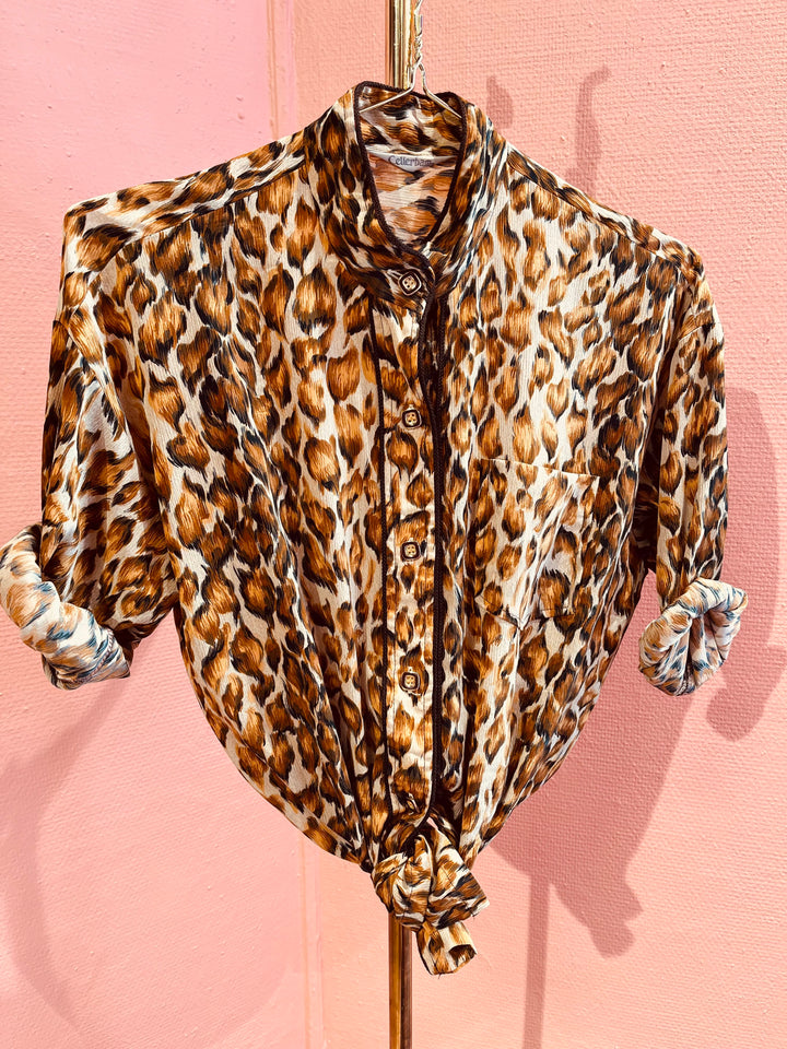Vintage Vintage bluser M Vintagebluse - 369 Gyldne flammer str M