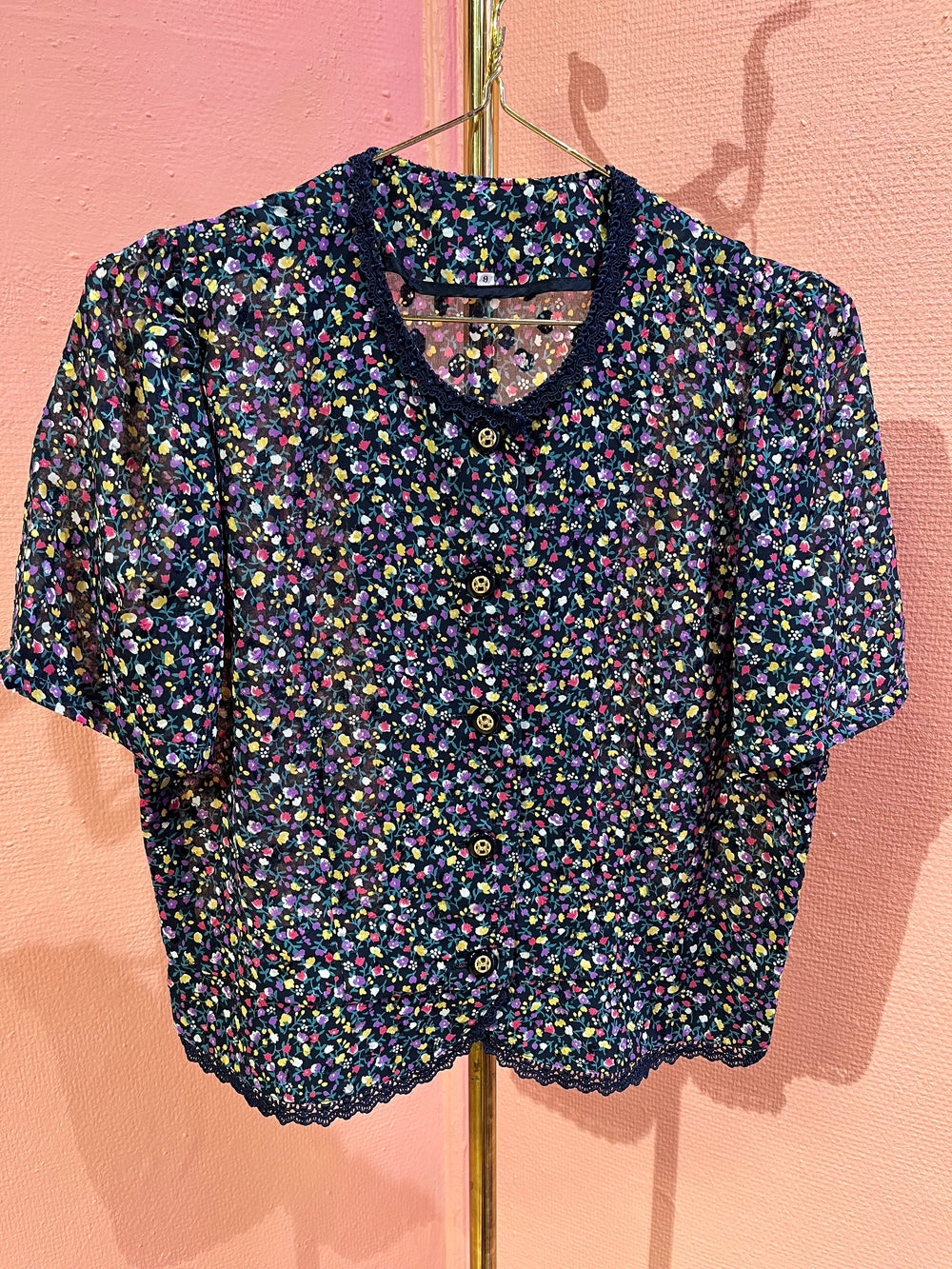 Vintage Vintage bluser S Vintagebluse - 388 Tulips str S