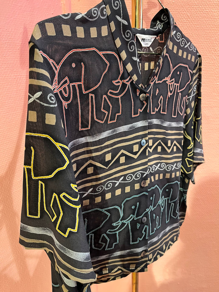 Vintage Vintage bluser L Vintagebluse - 391 Midnattssafari str L