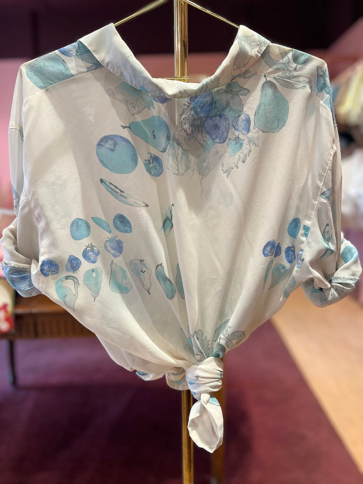 Vintage Vintage bluser L Vintagebluse - 421 Blue fruit str L