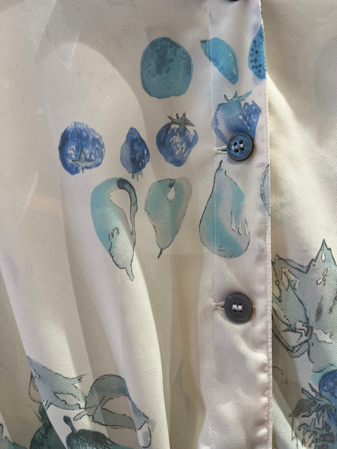 Vintage Vintage bluser L Vintagebluse - 421 Blue fruit str L