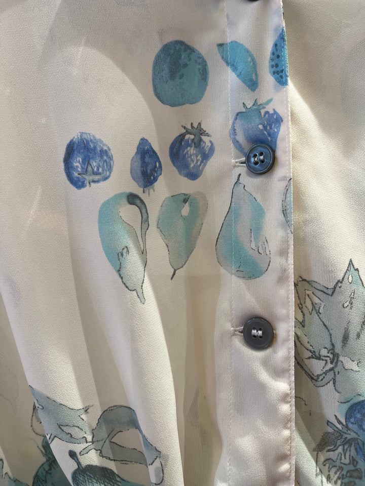 Vintage Vintage bluser L Vintagebluse - 421 Blue fruit str L