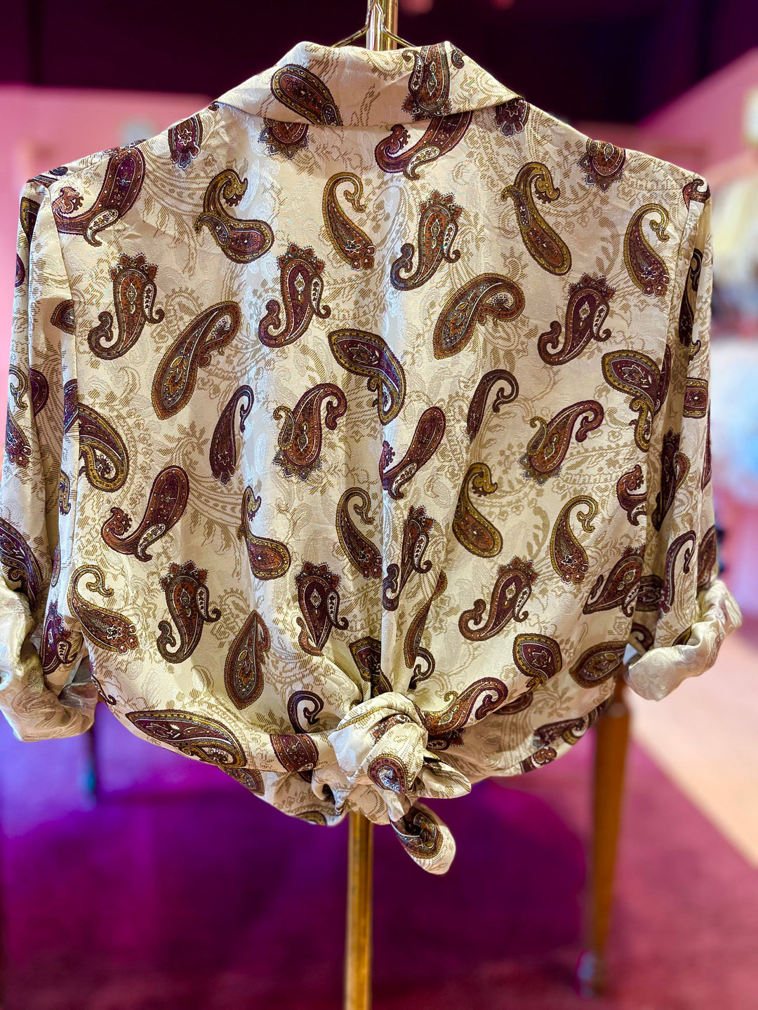 Vintage Vintage bluser M Vintagebluse - 424 Gylden paisley str M