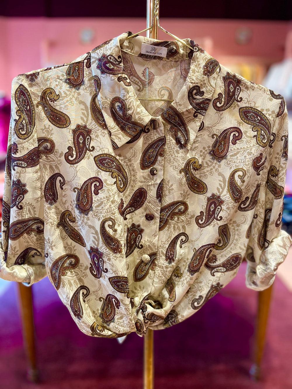 Vintage Vintage bluser M Vintagebluse - 424 Gylden paisley str M