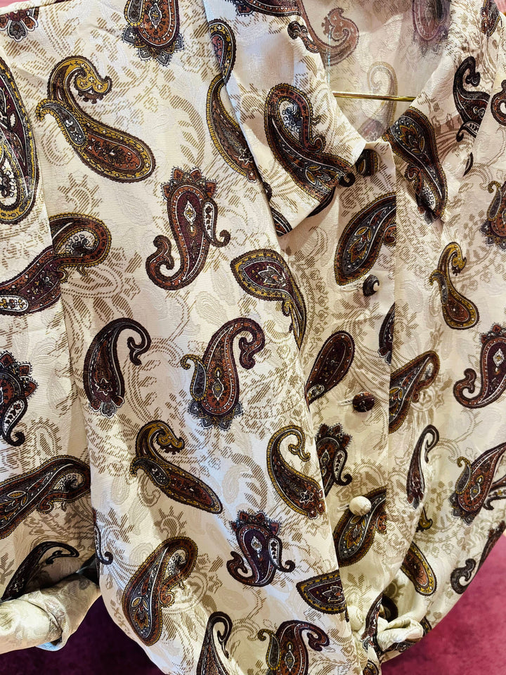 Vintage Vintage bluser M Vintagebluse - 424 Gylden paisley str M