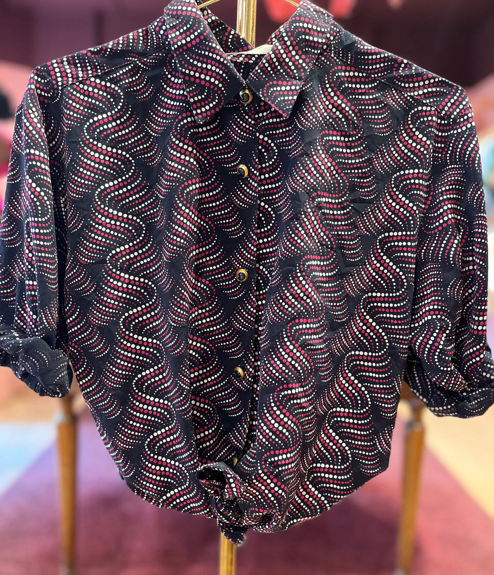 Vintage Vintage bluser L Vintagebluse - 425 Bølgefall str L