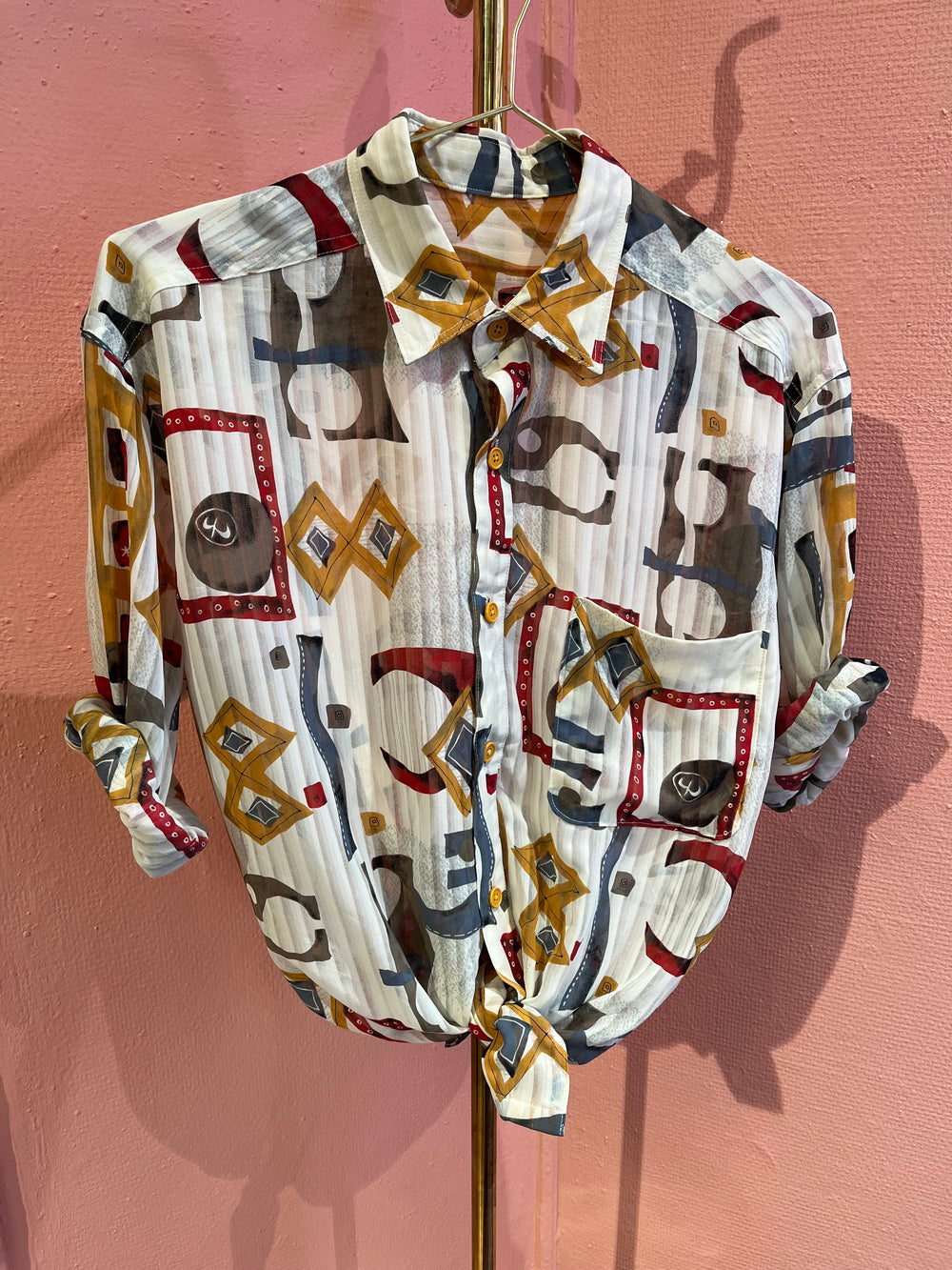 Vintage Vintage bluser L Vintagebluse - 427 Abstrakt fest str L