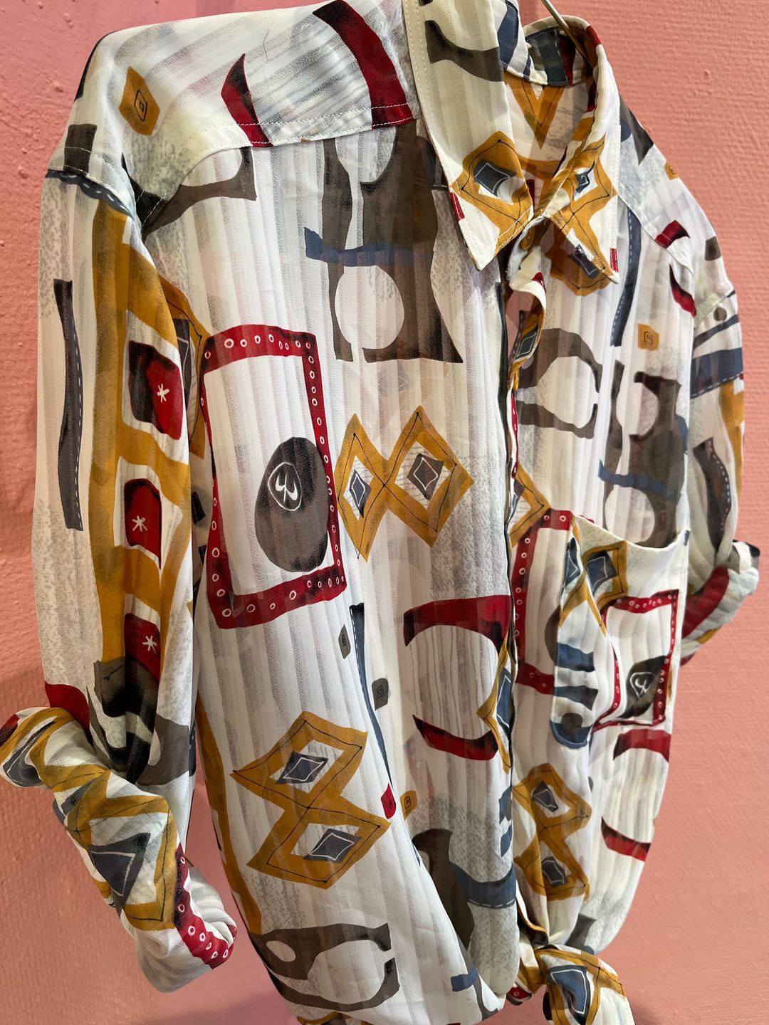 Vintage Vintage bluser L Vintagebluse - 427 Abstrakt fest str L