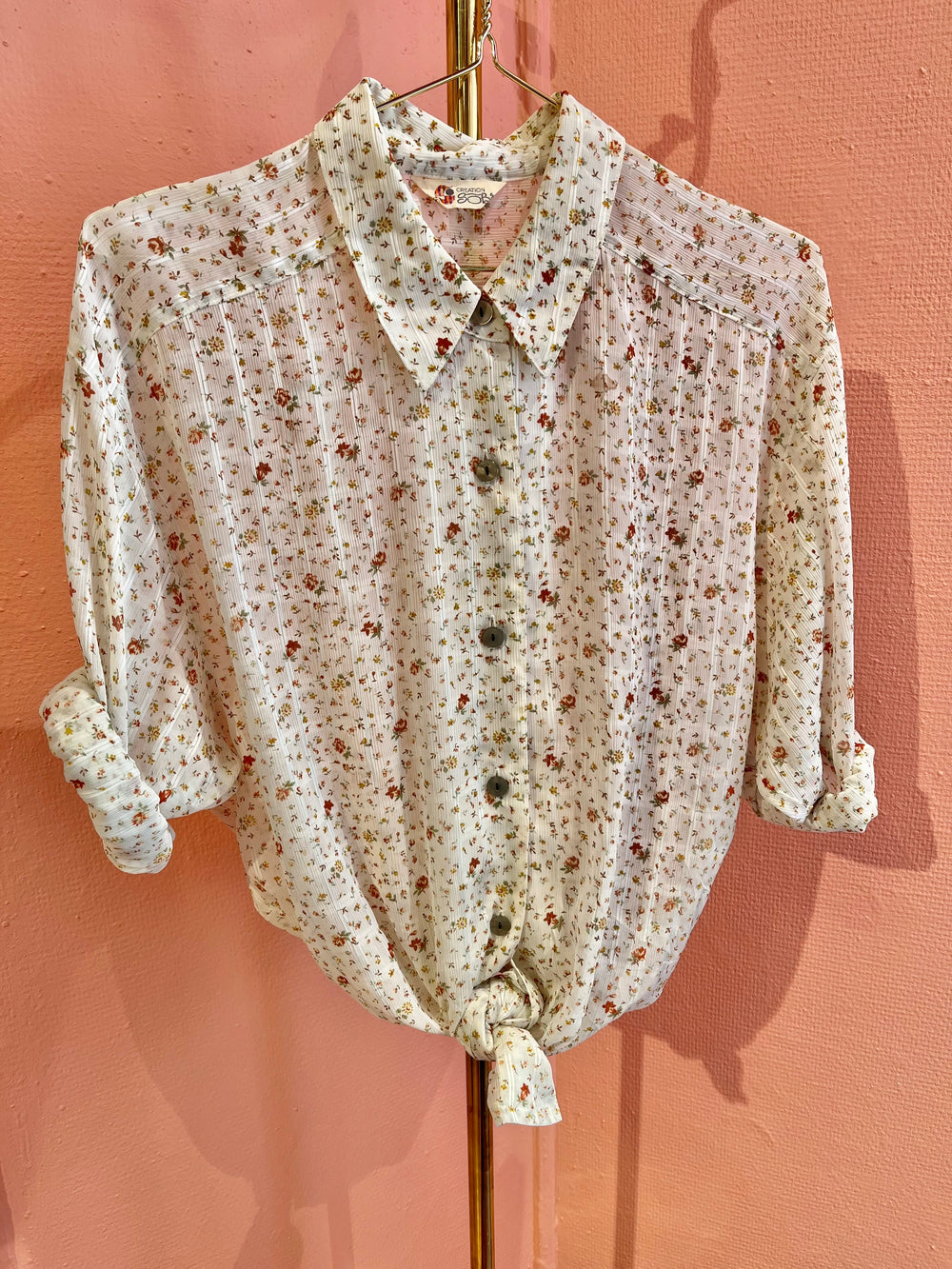 Vintage Vintage bluser L Vintagebluse - 431 Rusty flowers str L