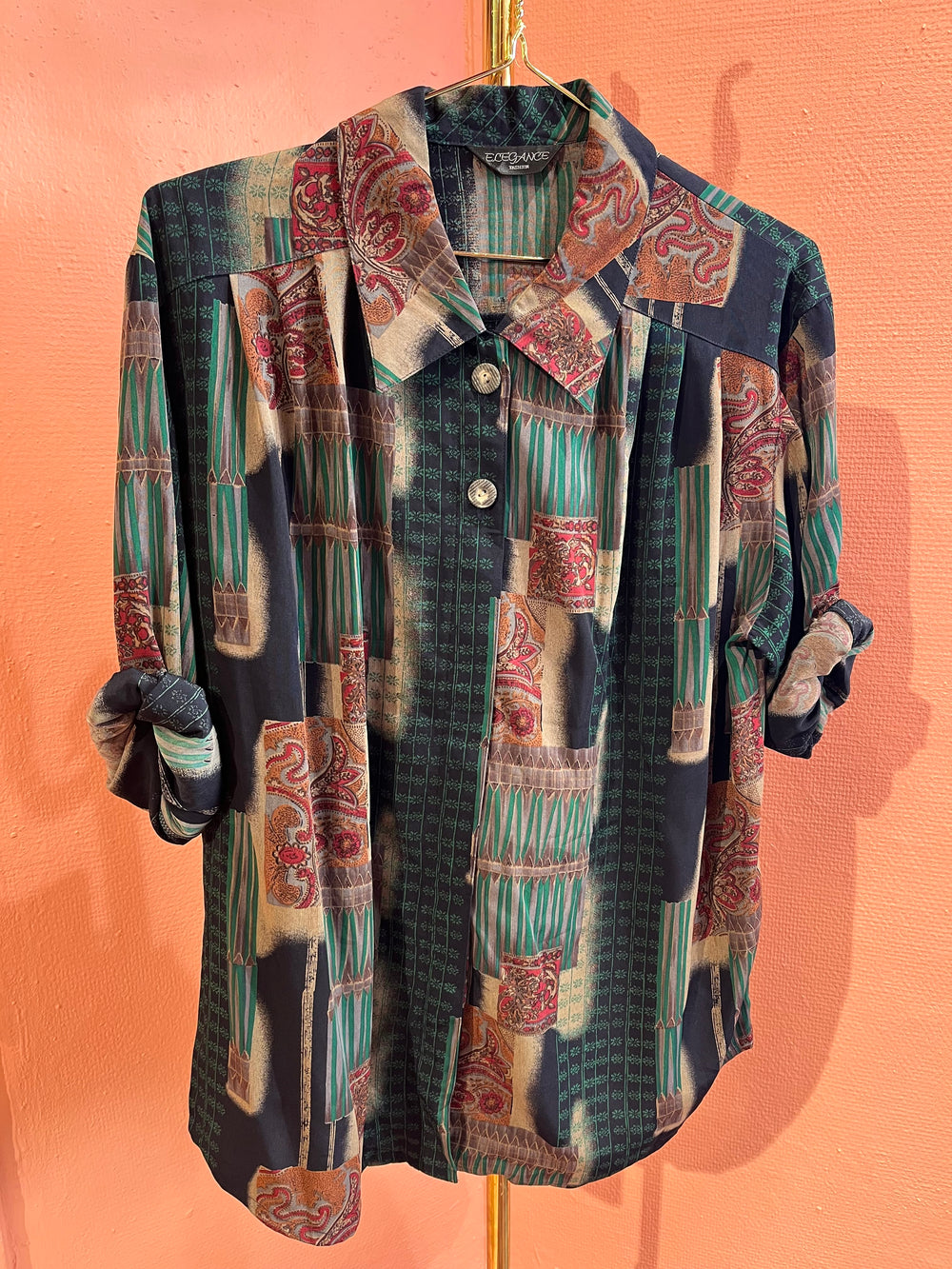 Vintage Vintage bluser L Vintagebluse - 446 Mystisk Lek str L