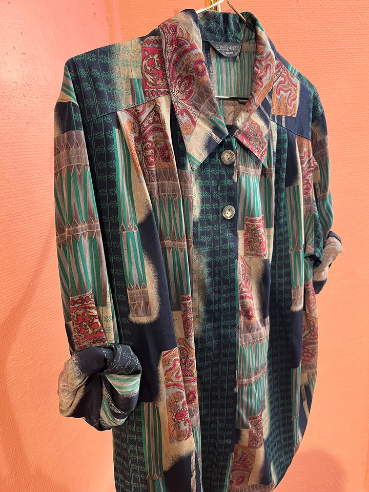 Vintage Vintage bluser L Vintagebluse - 446 Mystisk Lek str L