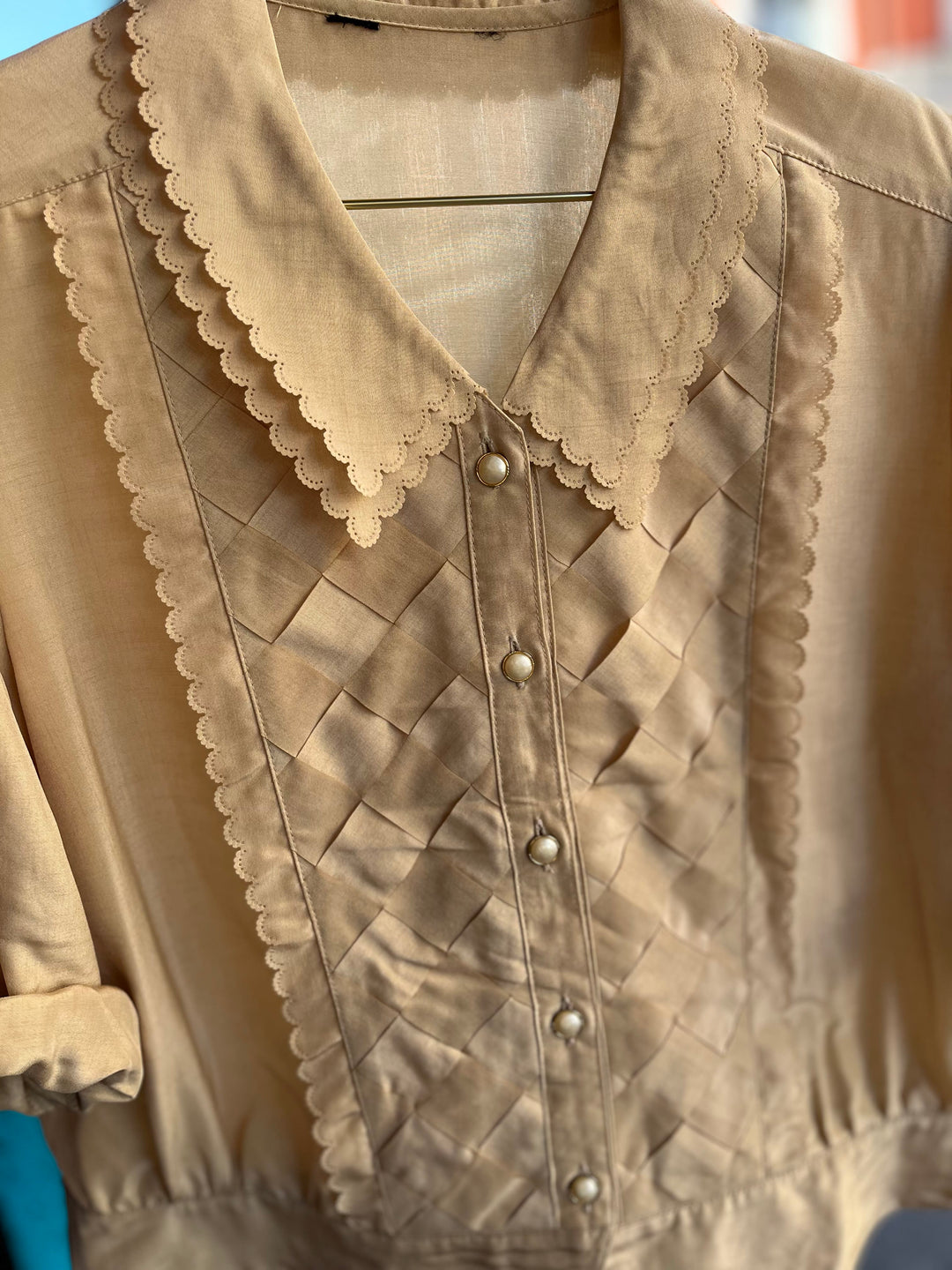 Vintage Vintage bluser S Vintagebluse - 456 Flettedrøm str S
