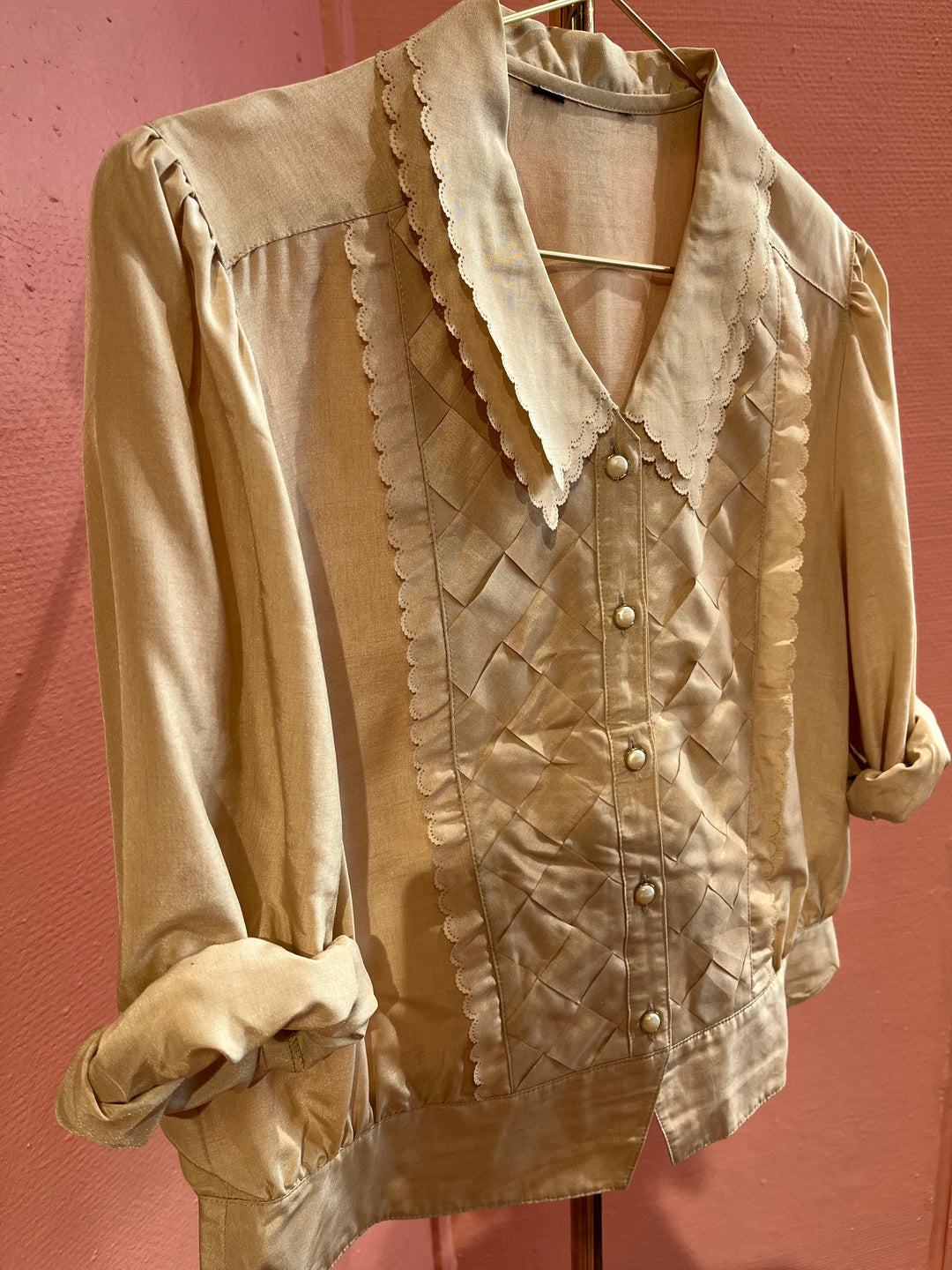 Vintage Vintage bluser S Vintagebluse - 456 Flettedrøm str S