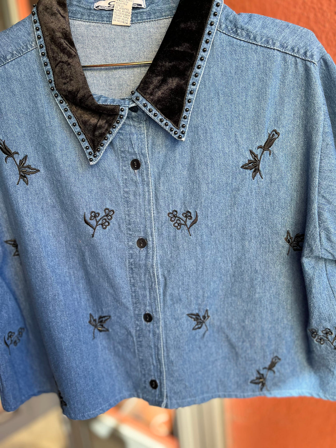 Vintage Vintage bluser M Vintagebluse - 470 Svart fløyel str M