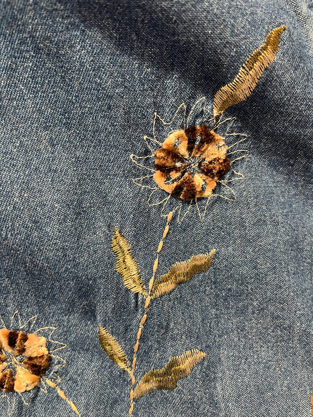 Vintage Vintage bluser M Vintagebluse - 471 Denim leaves str M
