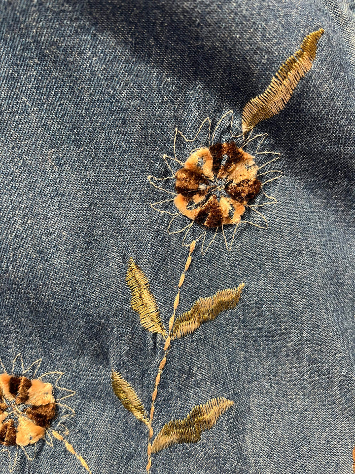 Vintage Vintage bluser M Vintagebluse - 471 Denim leaves str M
