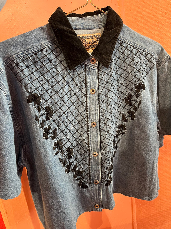Vintage Vintage bluser M Vintagebluse - 472 Black pearls str M