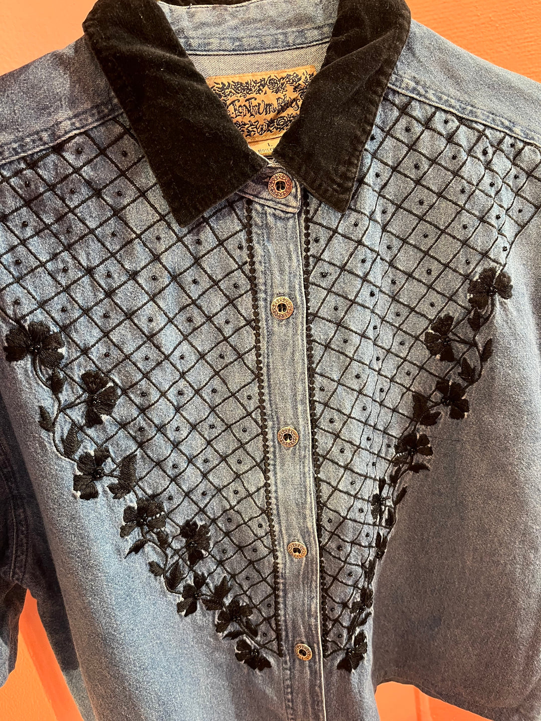 Vintage Vintage bluser M Vintagebluse - 472 Black pearls str M
