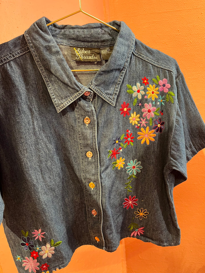 Vintage Vintage bluser S Vintagebluse - 473 Flower str S