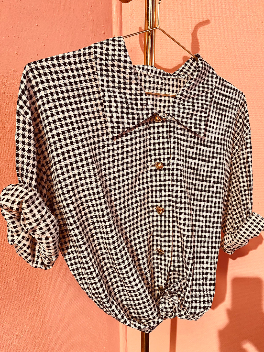Vintage Vintage bluser L Vintagebluse - 478 Ruter Hjerte str L