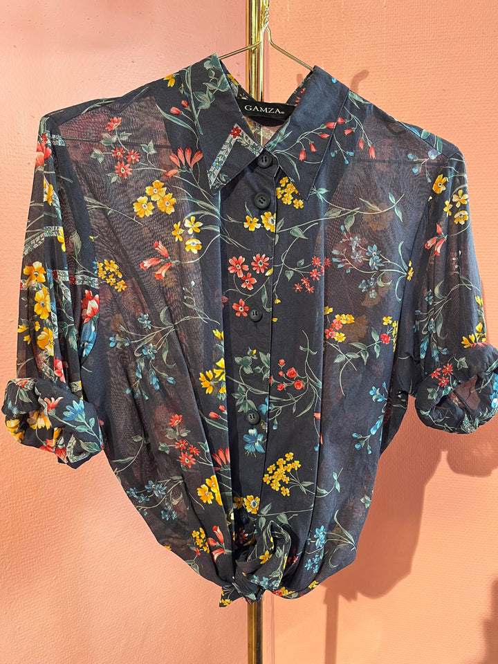 Vintage Vintage bluser S Vintagebluse - 486 Blomsterklokker str S