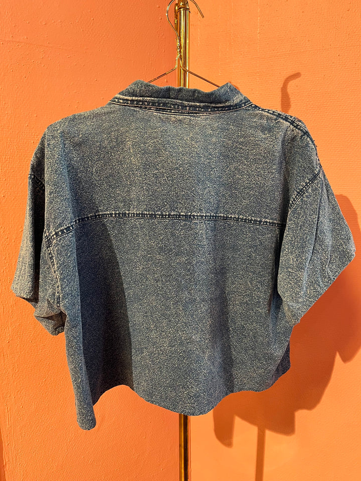 Vintage Vintage bluser L Vintagebluse - 493 Denim diamond str L