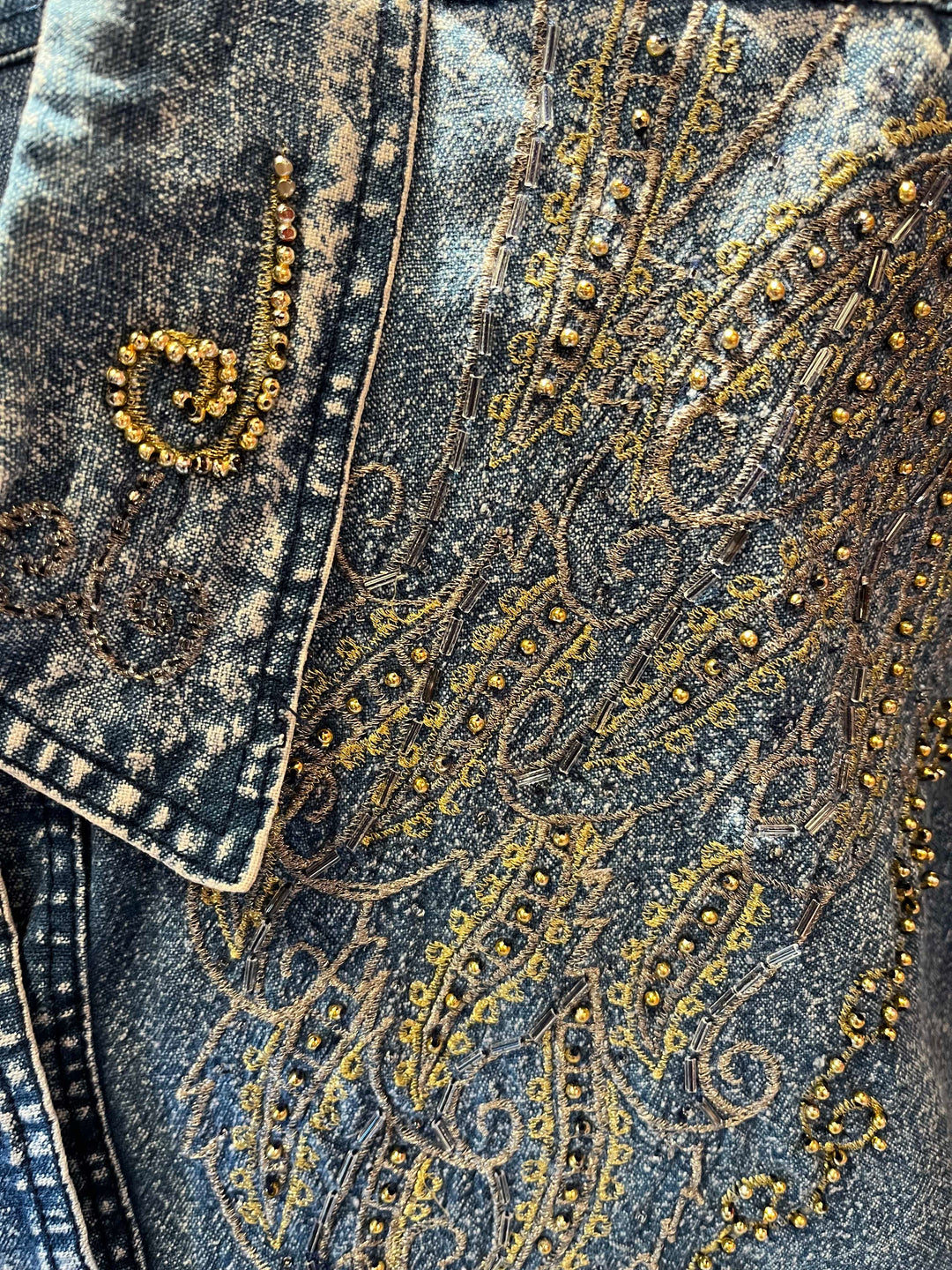 Vintage Vintage bluser L Vintagebluse - 493 Denim diamond str L