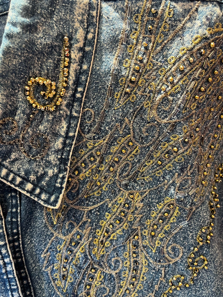 Vintage Vintage bluser L Vintagebluse - 493 Denim diamond str L