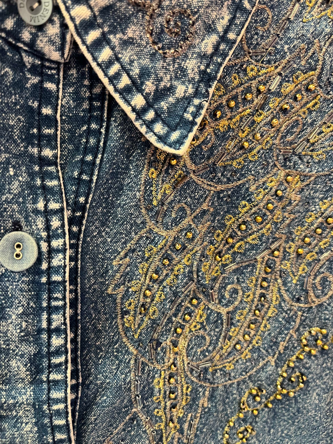 Vintage Vintage bluser L Vintagebluse - 493 Denim diamond str L