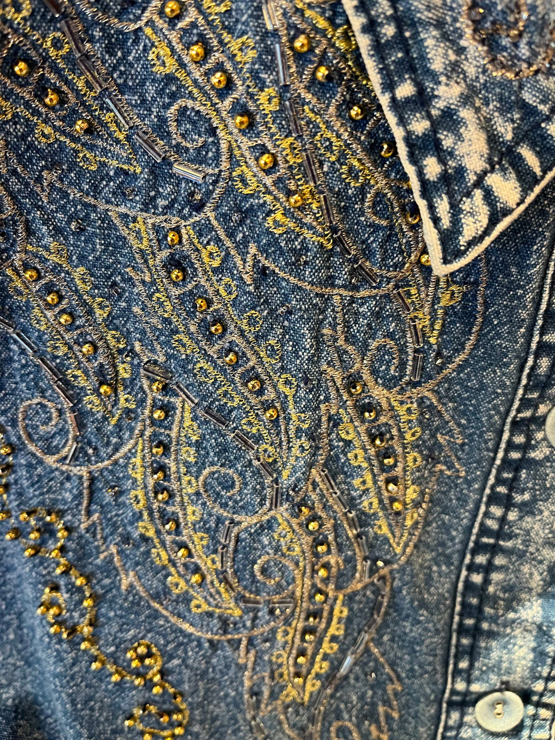 Vintage Vintage bluser L Vintagebluse - 493 Denim diamond str L