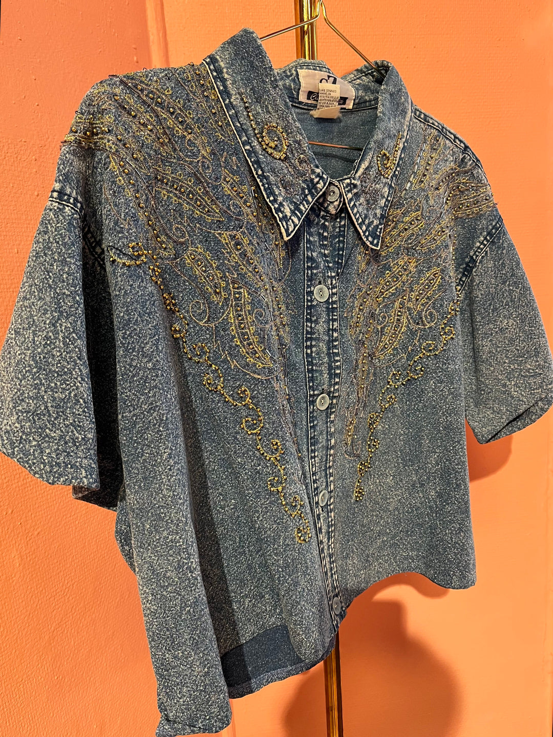 Vintage Vintage bluser L Vintagebluse - 493 Denim diamond str L