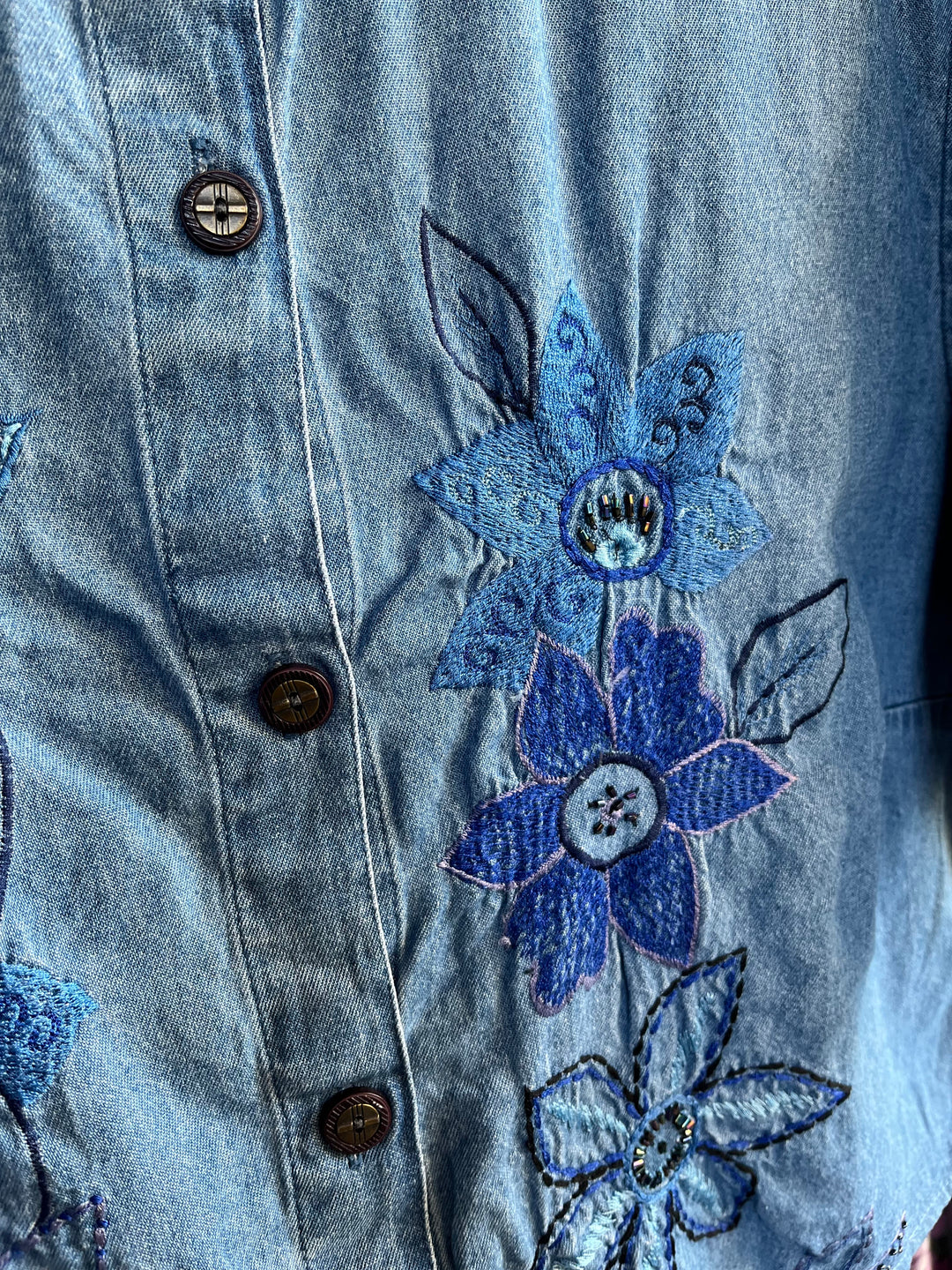 Vintage Vintage bluser M Vintagebluse - 494 Blue blomst str M
