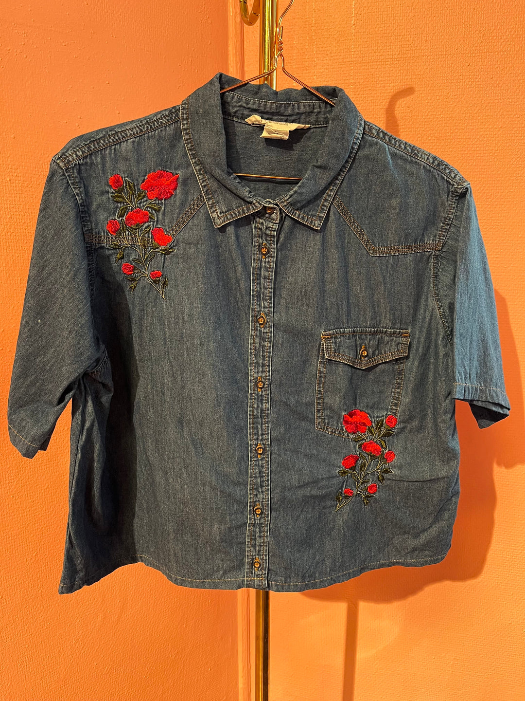 Vintage Vintage bluser M Vintagebluse - 495 Røde roser str M