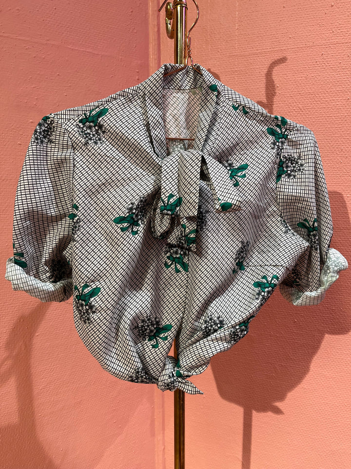 Vintage Vintage bluser S Vintagebluse - 509 Grønn bukett str S
