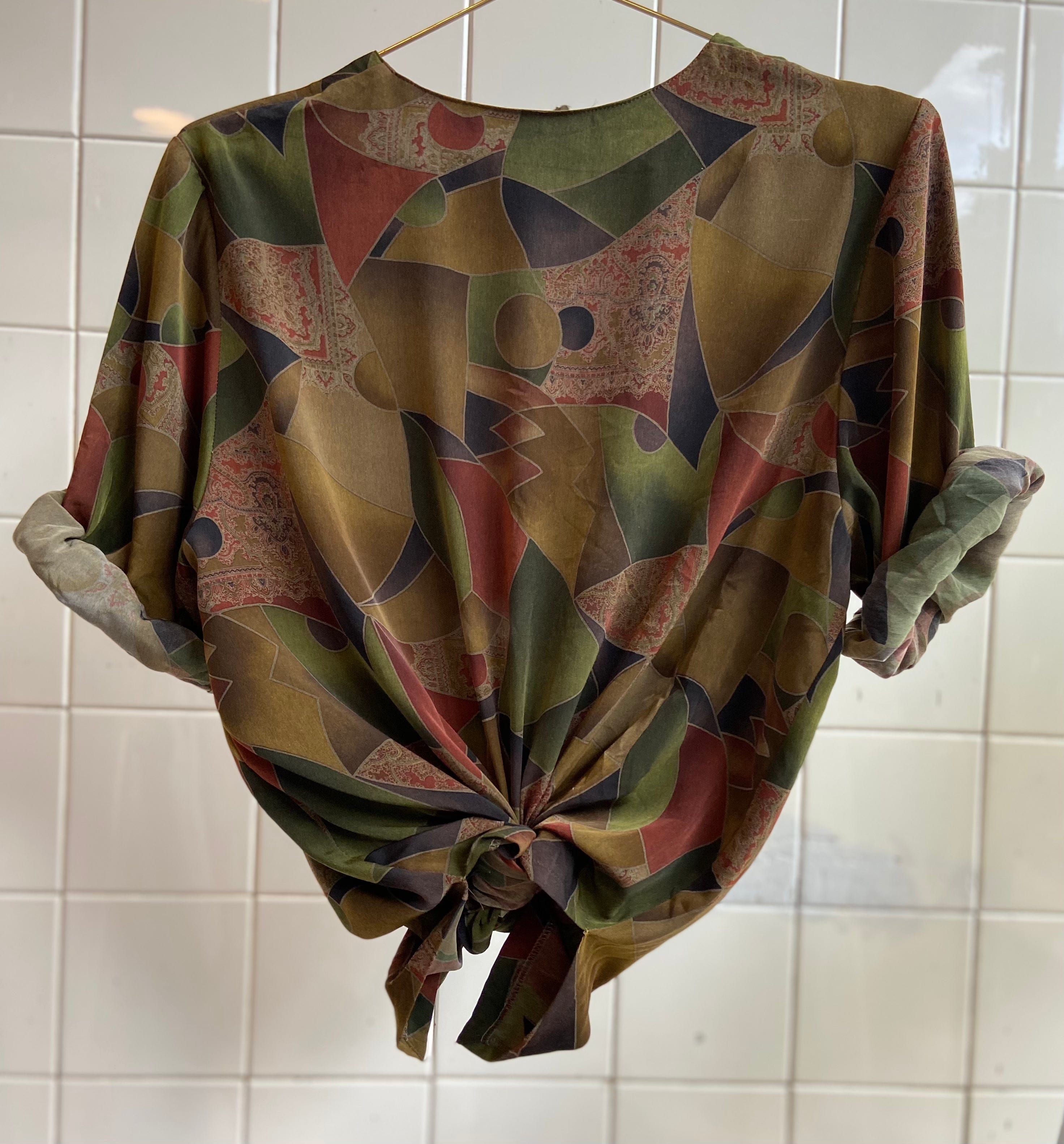 Vintage Vintage bluser L Vintagebluse - Abstrakte former, str L