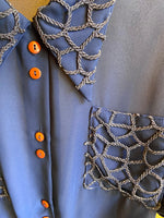 Last inn bildet i Galleri-visningsprogrammet, Vintage Vintage bluser XL Vintagebluse -  Blå lenker, str XL
