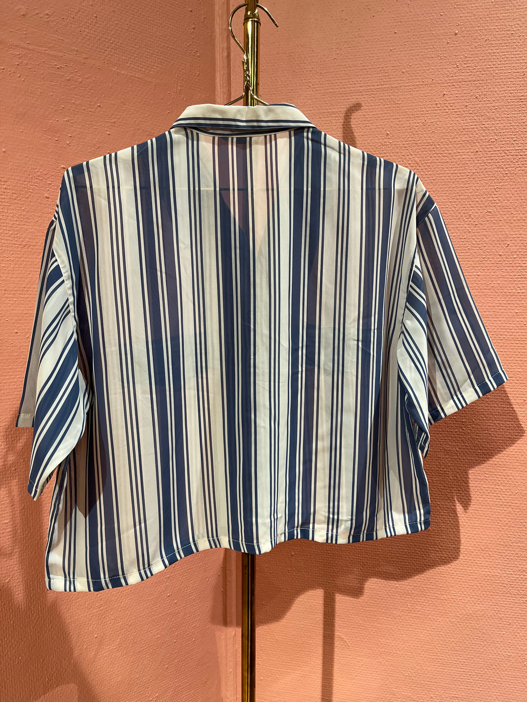 Vintage Vintage bluser L Vintagebluse - Blå stripedrøm, str L