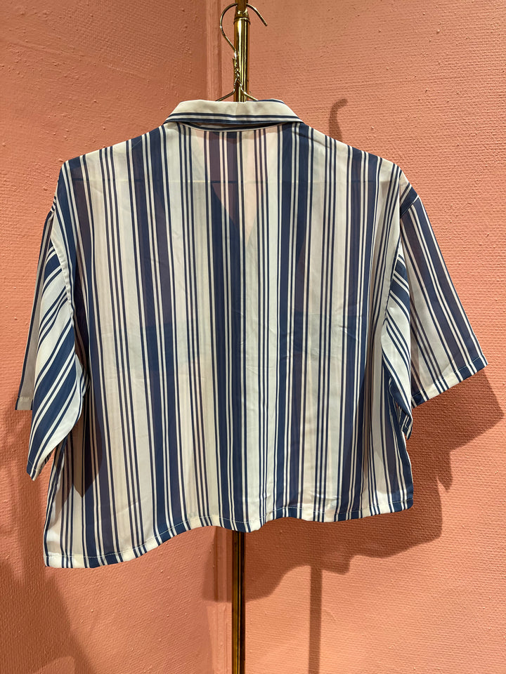 Vintage Vintage bluser L Vintagebluse - Blå stripedrøm, str L