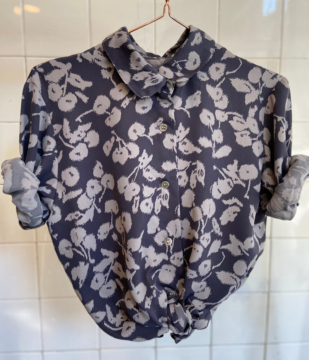Vintage Vintage bluser M Vintagebluse - Blomstermaling, str M