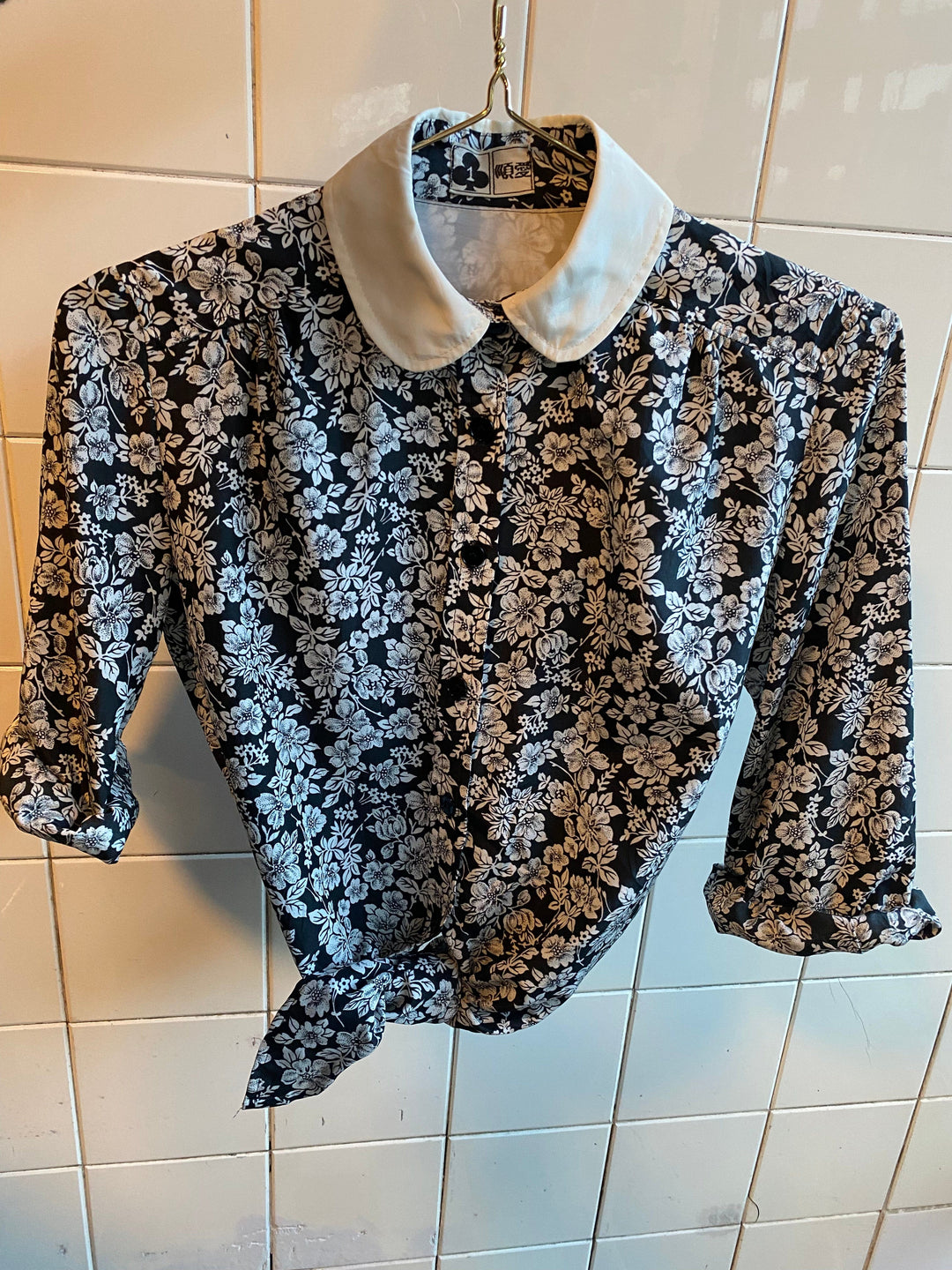 Vintage Vintage bluser XS Vintagebluse - Blomstermønster, str XS