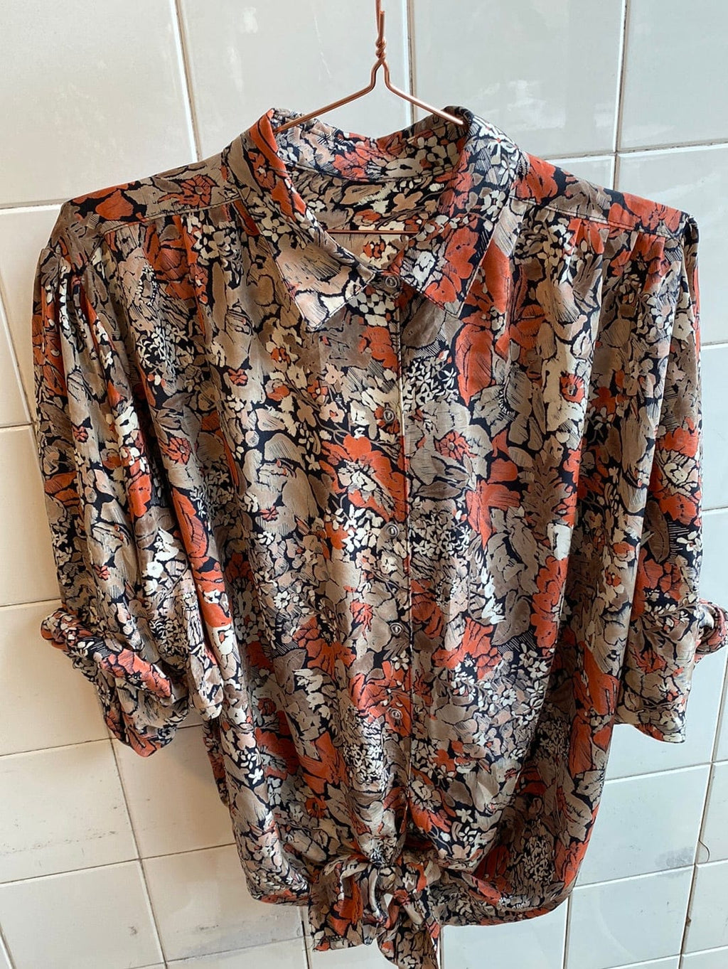 Vintage Vintage bluser 6XL Vintagebluse - Blomstersang, str 6XL