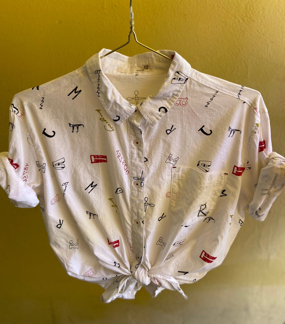 Vintage Vintage bluser XL Vintagebluse -  Bokstavlek, str XL