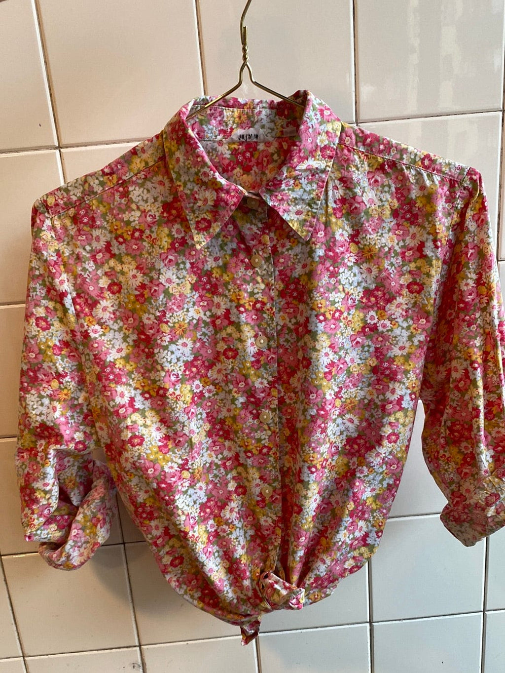 Vintage Vintage bluser S Vintagebluse -  Bomullblomster, str S